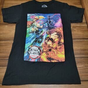 Demon Slayer Black Unisex Tee Battle Scene - Size Small
